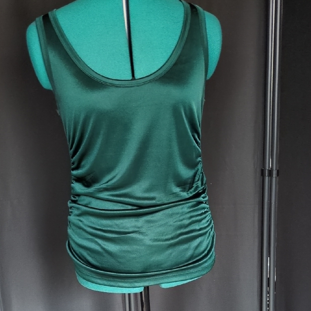 DKNY Green Rouched Side Sleeveless Top